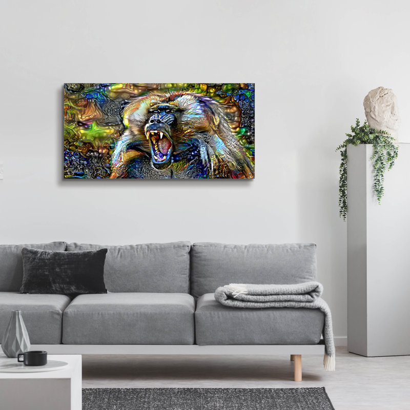  «Gelada Baboon» par Pedro Gavidia, art mural en verre acrylique, 48 po x 24 po, H 24 po x l 48 po
