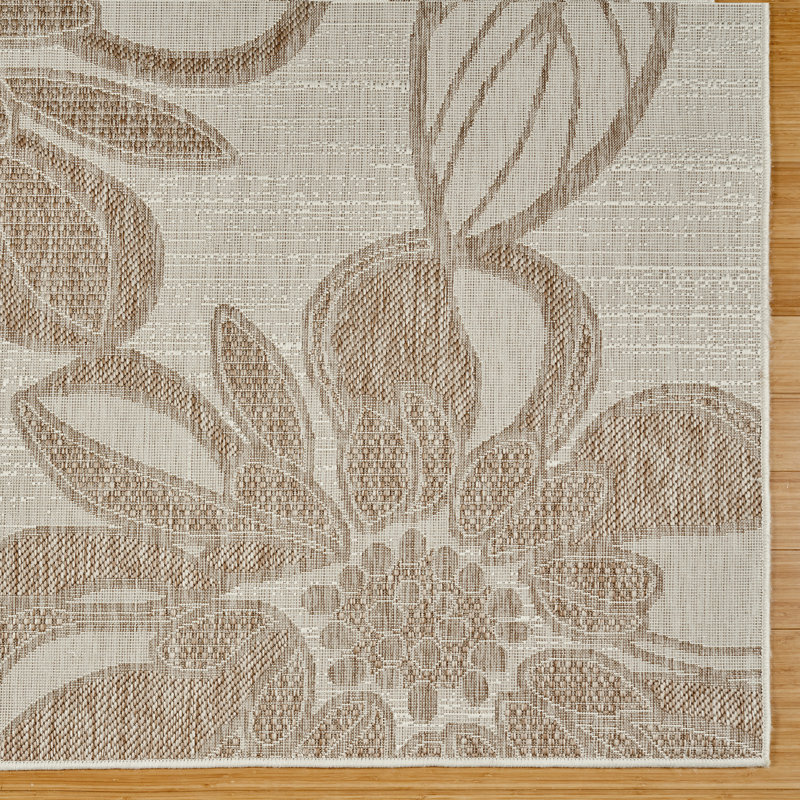 Tropea Arda All-Weather Flatweave Indoor/Outdoor Area Rug, Beige Cream Bold Floral – Patio, Deck, Porch & Poolside