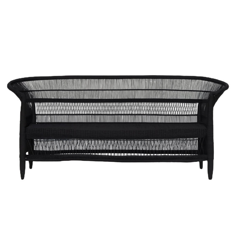 Ensemble de sièges d'intérieur 100% rotin naturel tissé à la main 4 pièces avec 2 chaises, causeuse et canapé 3 places, structure en bois massif, ferme Boho, artisanat africain authentique