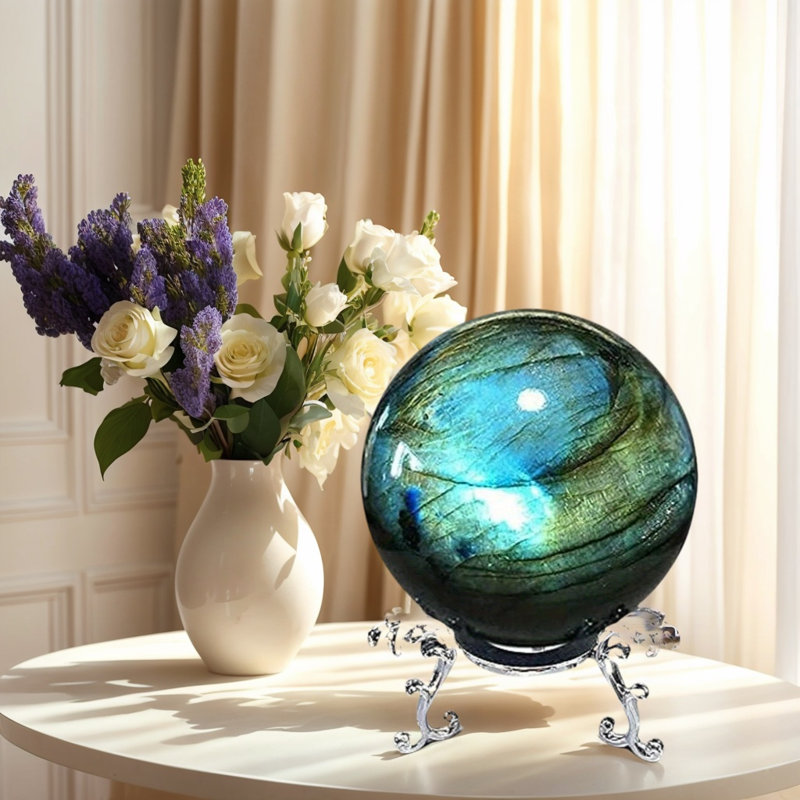 Labradorite Crystal Sphere, Unscented Solid Home Decor, Valentine's Day & Holiday Gift, Home Collection Accessory
