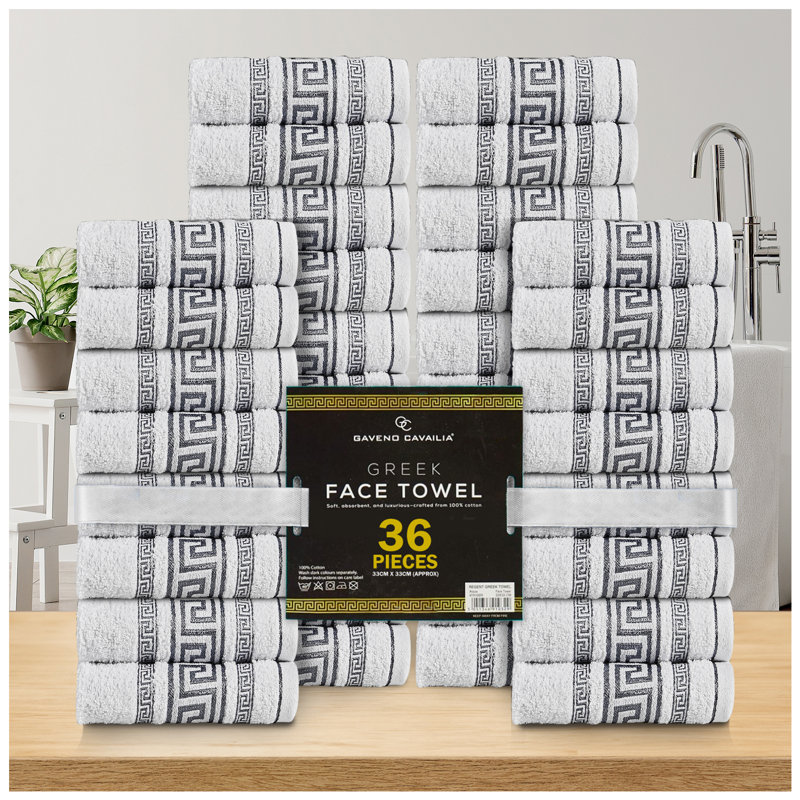 100% Cotton Ultra Light Washcloth, White/Grey