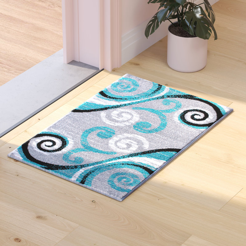 Tapis intérieur à motif abstrait tourbillonnant Aarley-Ray, Rectangle 2 pi x 3 pi
