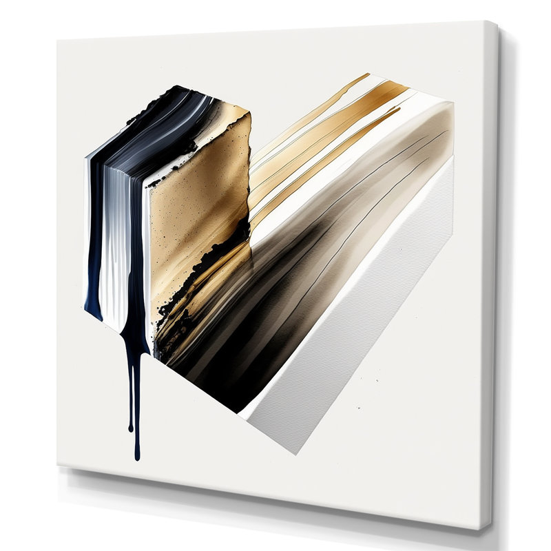 «Black and Gold Cubic Expression II», impression sur toile, H 24 po x l 24 po x P 1 po, Toile tendue