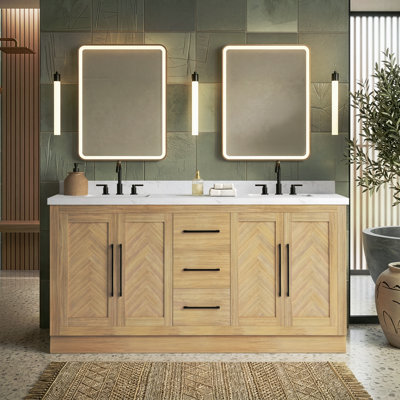 Zena 72” Bathroom Vanity with Statuario Countertop
