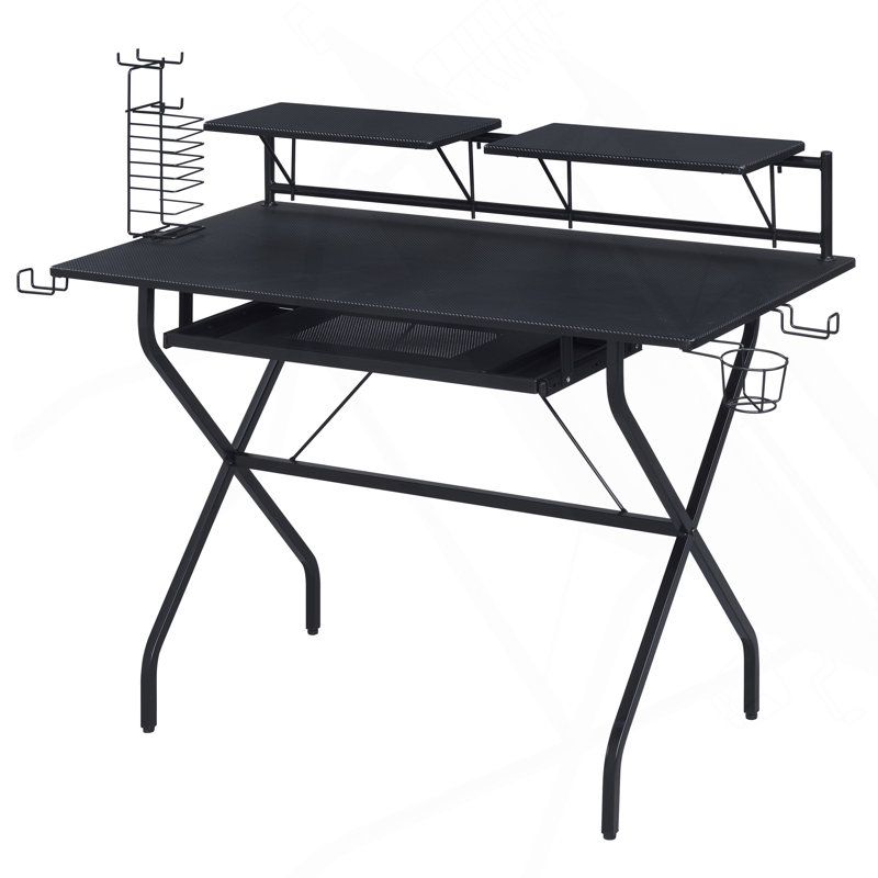 Black Computer Desk With Keyboard Tray