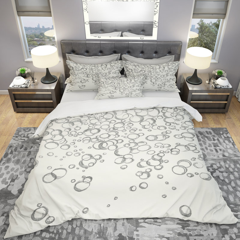  Ensemble de housse de couette en microfibre grise moderne et contemporaine, Housse simple + 1 taie décorative