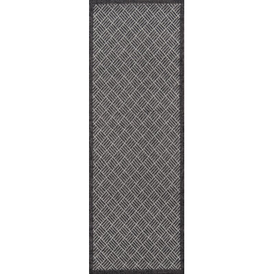 Tapis intérieur / extérieur à motif géométrique gris anthracite Sarin