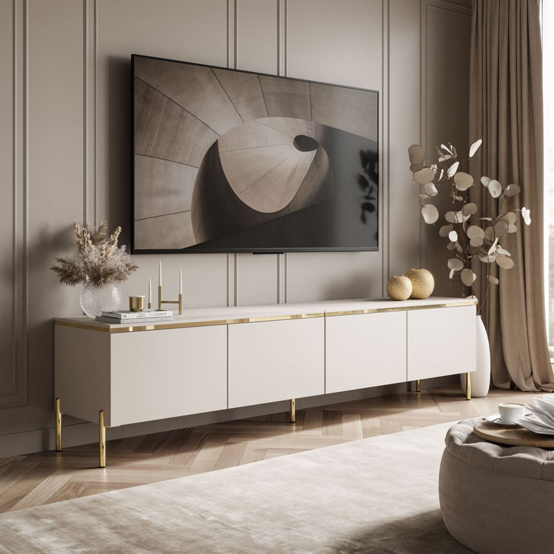 Bethsaida Cashmere TV Stand 200cm with Gold Legs, Cashmere