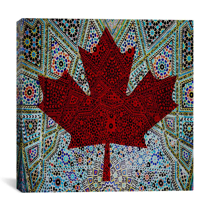 Drapeau, feuille d'érable # 4 - Impression sur toile, H 18 po x l 18 po x P 0,75 po