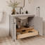 Meuble-lavabo simple 36 po Scalloped - gris clair - sans comptoir - boutons noirs-123430956-123430961