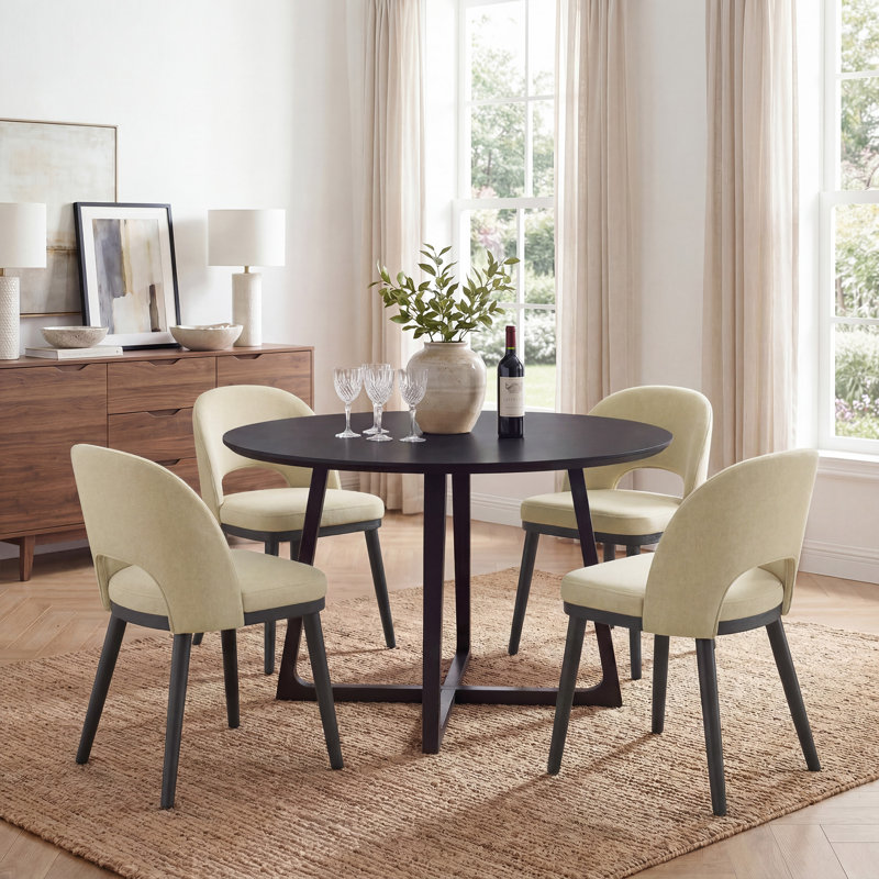 Chaises de salle à manger rembourrées modernes avec pieds en bois 18,5 "H, Chameau