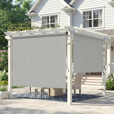 Cordless Outdoor Roller Shade 6' W x 6' L, Assembly Free Patio Sun Shade with Upgraded 420 GSM Fabric for 95% UV Blockout, Weather-Resistant Blinds for Indoor & Outdoor Use