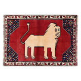 Animal Pictorial lion Hand Knotted 3'7"X 5'1"
