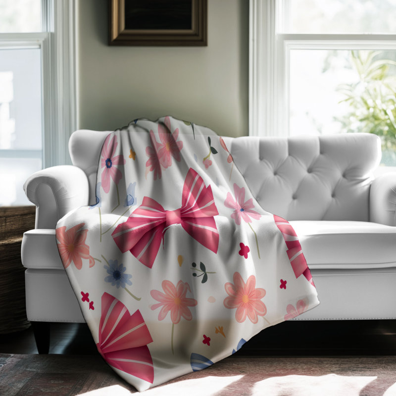 Bow Beauty - Couverture sherpa de qualité supérieure 1 pièce, L 60 po x L 80 po