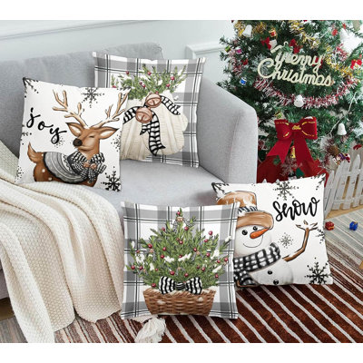 White Grey Square Cushion