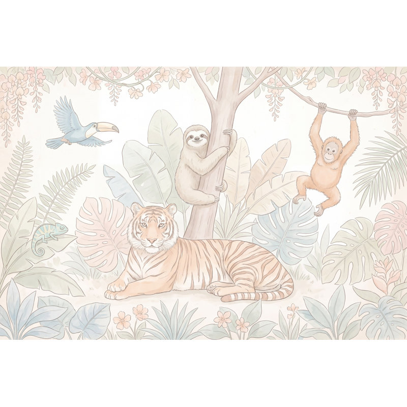 Décoration murale amovible en forme de jungle tropicale, 140 po x 108 po, Textured Non-Pasted