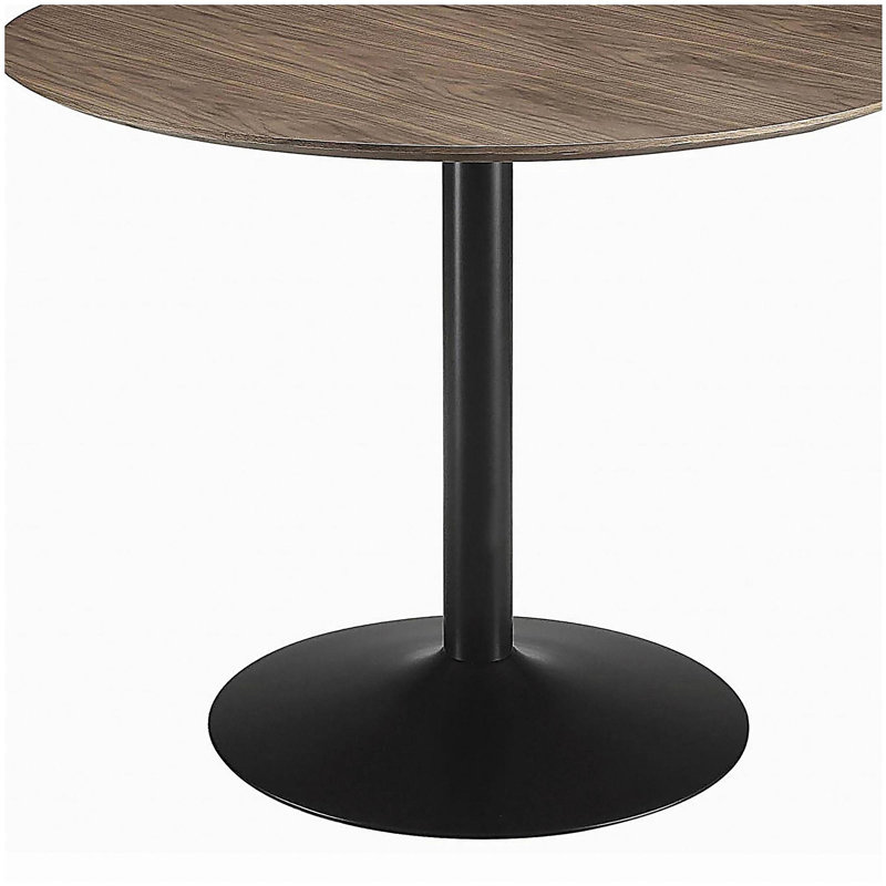 Brown and Black Round Dining Table