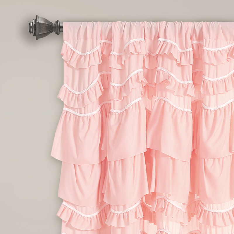 Kemmy Semi Sheer Curtain Single Panel, Peachy Pink, 52" W x 63" L