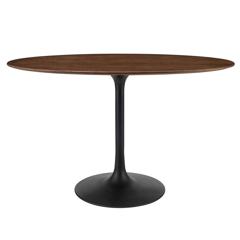 Lippa 48" Oval Wood Grain Dining Table, White, Black