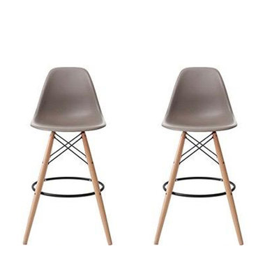 Tabouret de comptoir moderne en plastique moulé 26 po avec base en bois et métal Jaciyah