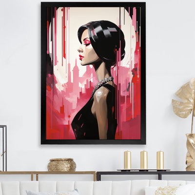 Black Art Deco Woman Beauty II - Fashion Woman Canvas Art