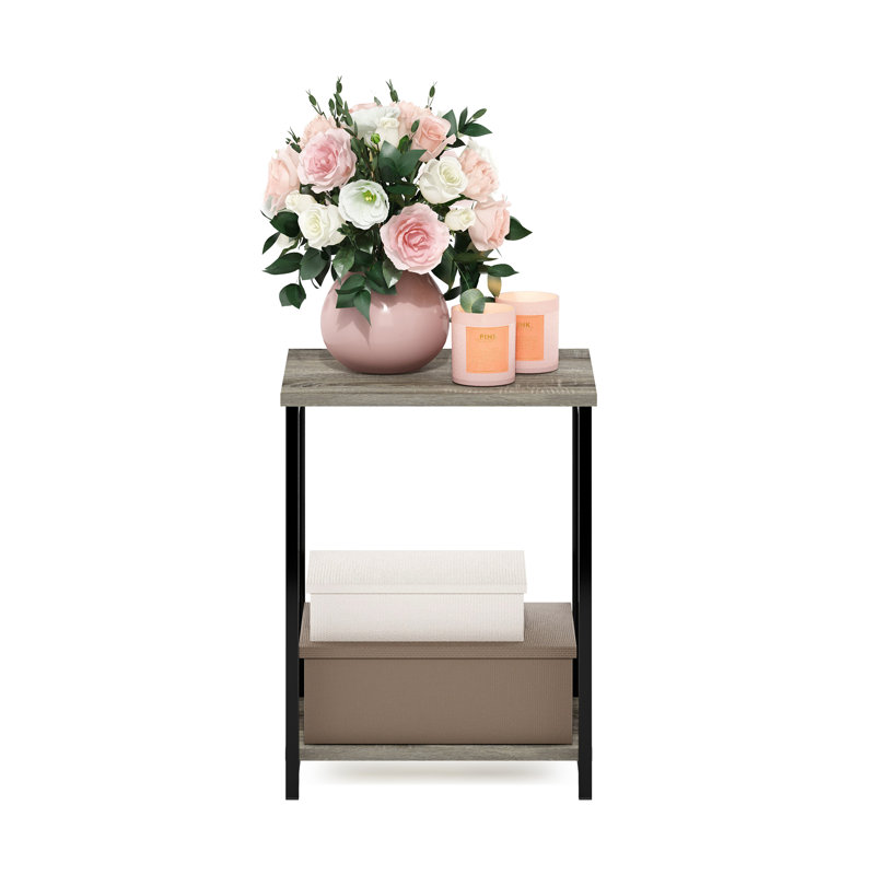 Wogina Industrial Metal Frame End Table, 1-Pack, Oak