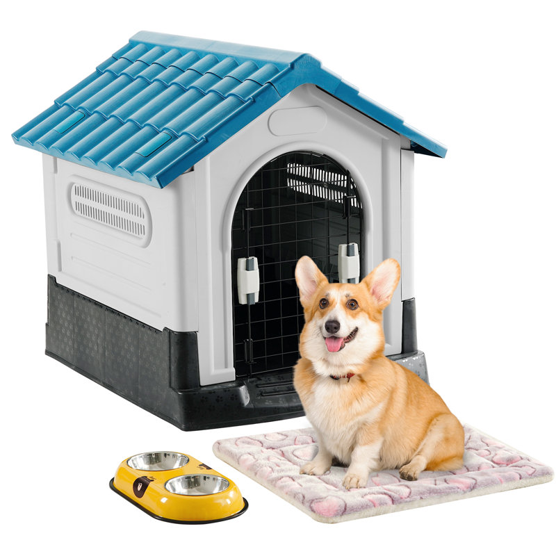 Niche pour chien en plastique avec porte Faunie, imperméable, plancher surélevé, facile à assembler