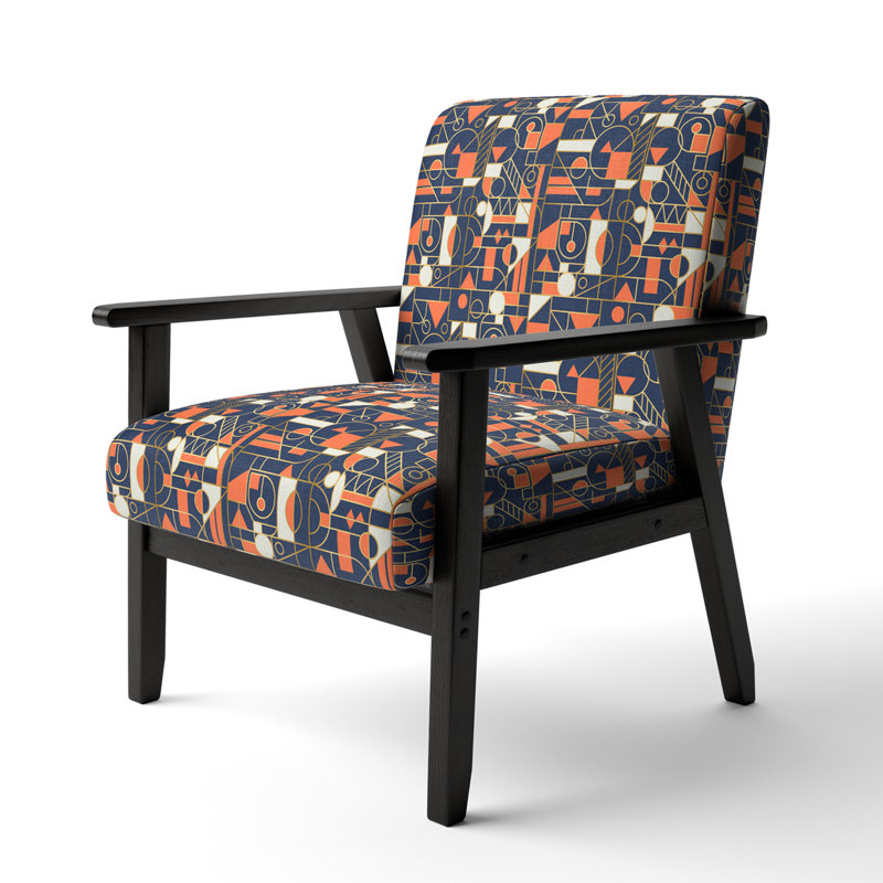 Fauteuil d'appoint rembourré à motif rétro géométrique