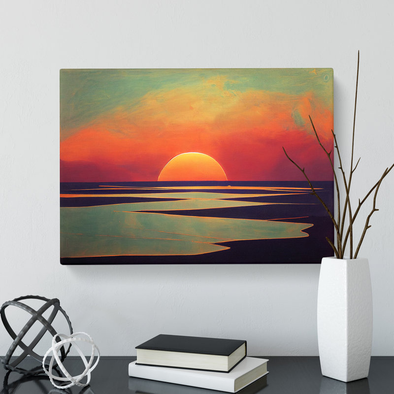 Graceful Ocean Beach Sunset - Wrapped Canvas, 35cm H x 50cm W x 3cm D