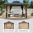 12 x 12 ft Hardtop Gazebo, Outdoor Aluminum Frame Galvanized Steel Double Roof Pavilion With Netting And Shaded Curtains, Permanent Metal Pergolas For Patio, Backyard, Deck And Lawns.-114445247