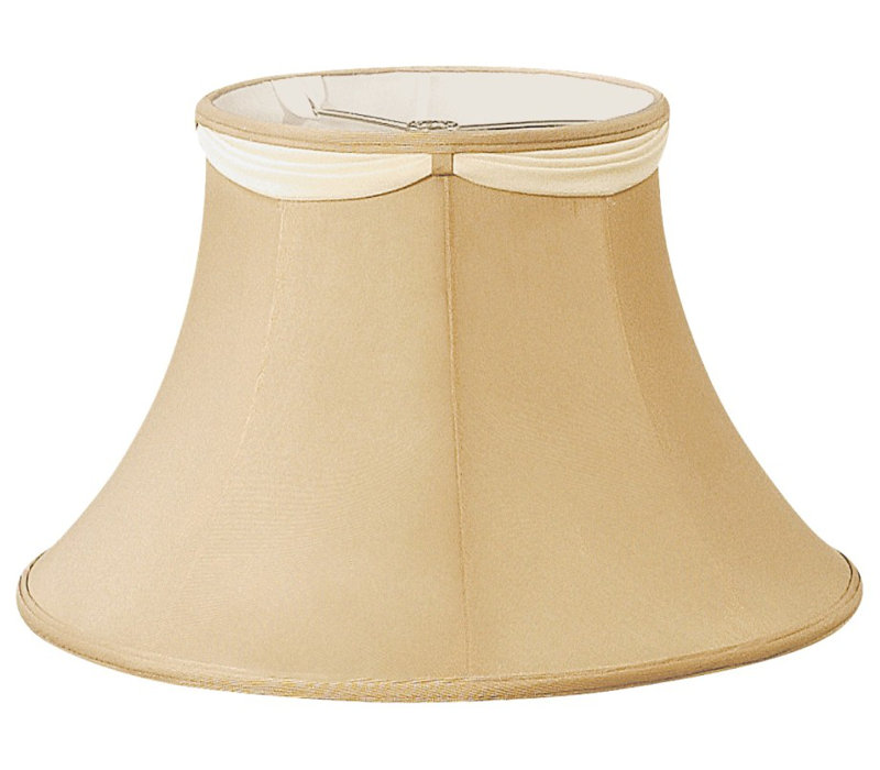 Abat-jour cloche en soie / shantung (araignée), Beige, H 9 po x l 14 po x P 14 po