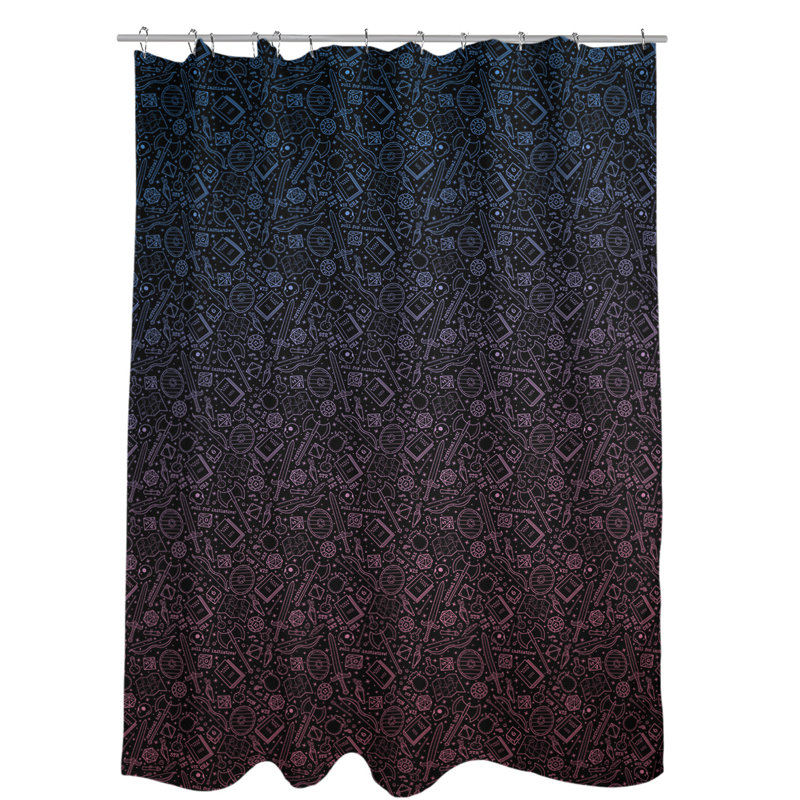 Rideau de douche simple classique RPG, Bleu / dégradé rose