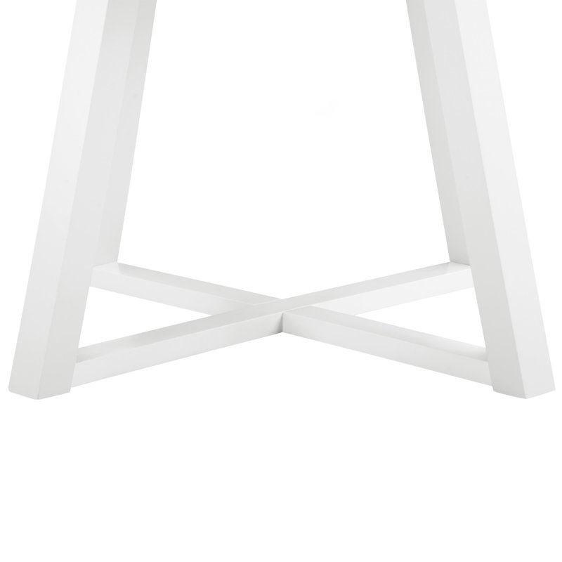 Table de salle à manger ronde Edo, base tréteaux, finition blanche