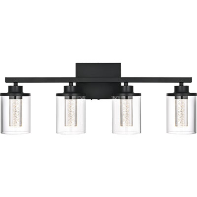 Bathroom Vanity Light 4 Light Bathroom Light Fixture, Clear Glass Shade, Crystal Bubble, Dimmable LED Vanity Light.(Integrated LED Bulbs Included)