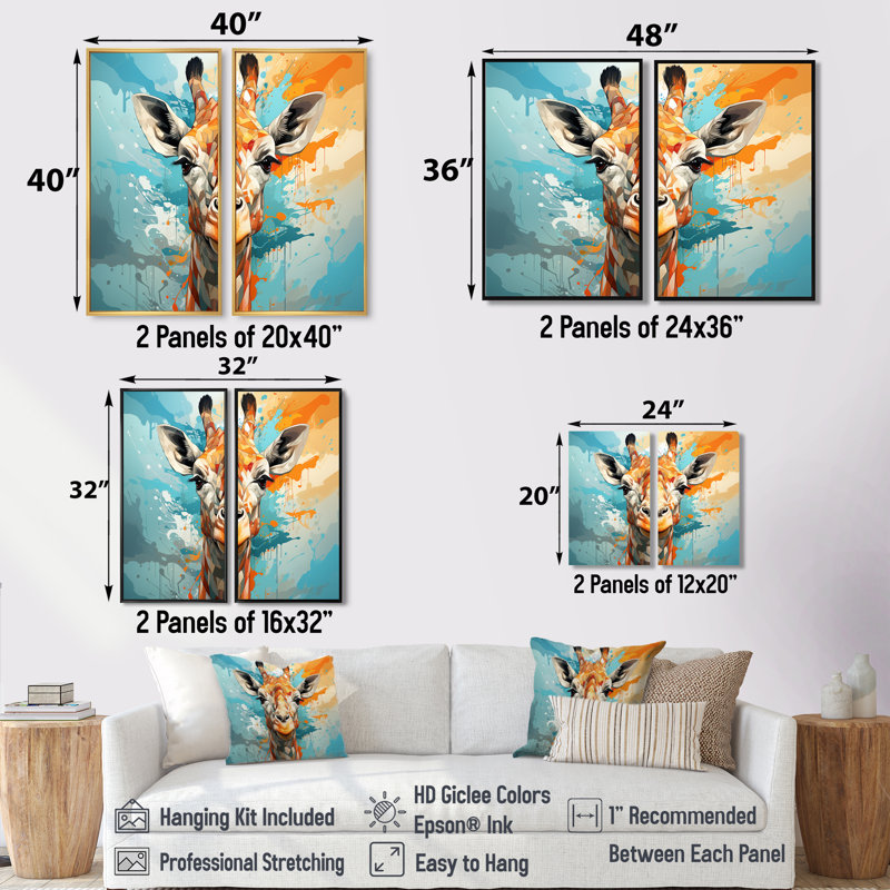 Girafe élégante - Décoration murale girafe animaux, 32" H x 32" W, Wrapped Canvas, Does Not Apply