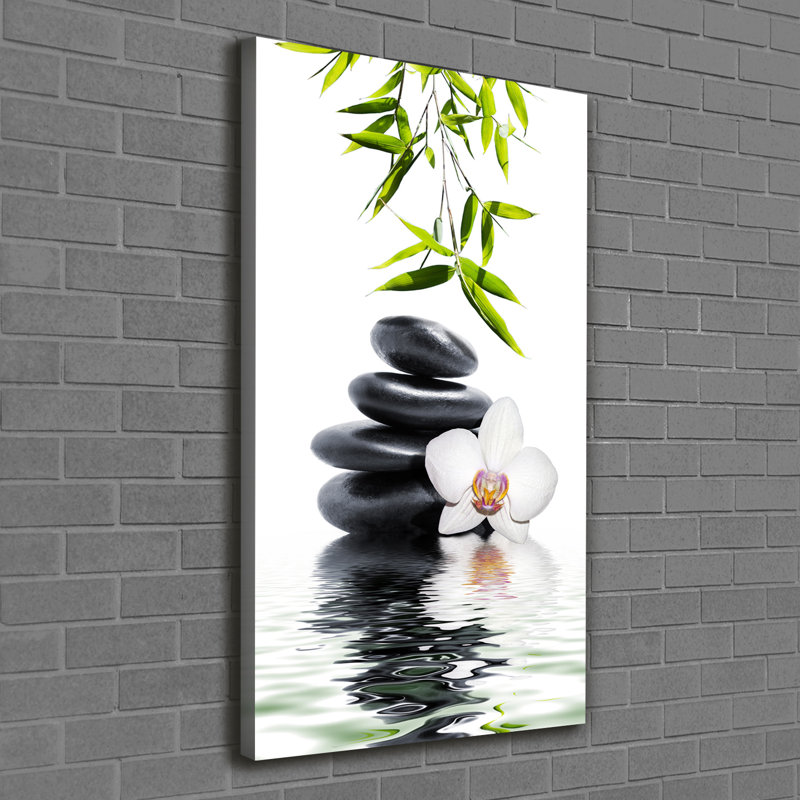 Orchid And Stones - Wrapped Canvas Print