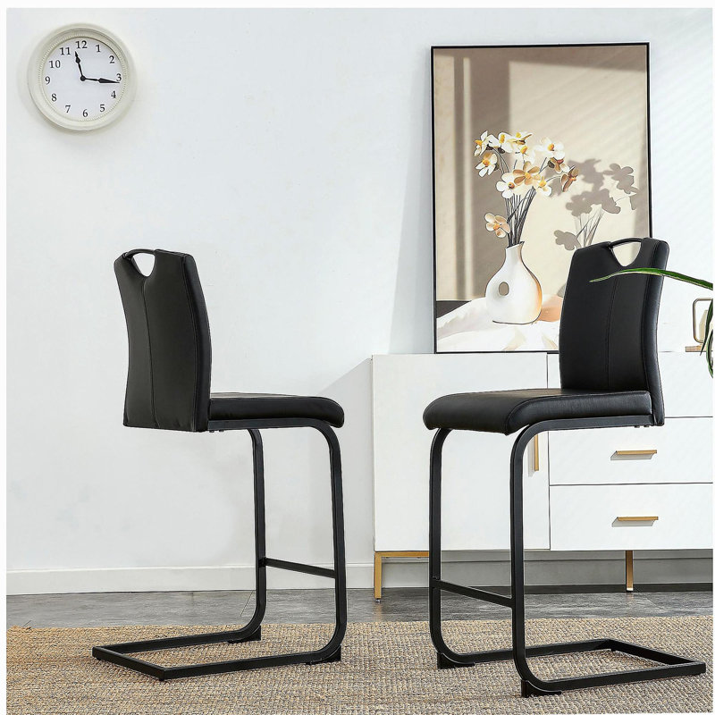 Black PU Barstool Dining Chair 2-piece set