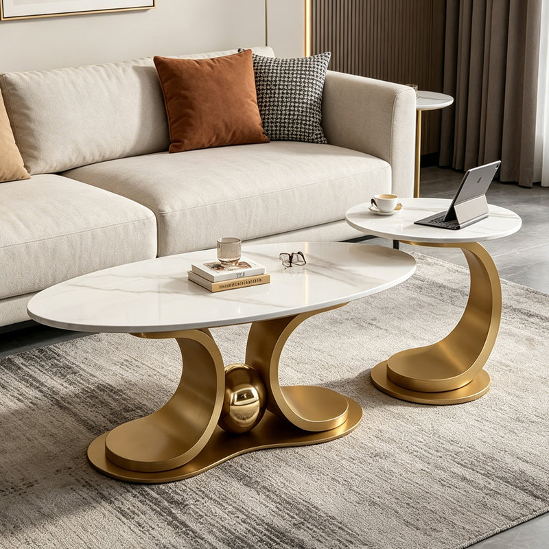 Table basse Luxury, H 15,7 po x L 51,2 po x l 27,6 po, Or