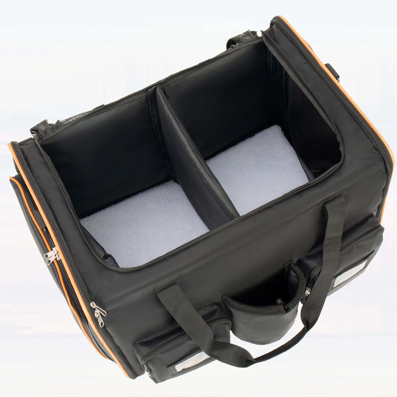2 in 1 Large Cat Carrier for 2 Cats, Rolling Pet Carrier with Wheels, Expandable Foldable Double Pet Carrier with Removable Divider, Breathable Mesh Oxford, Ideal for Car/Camping/Vet