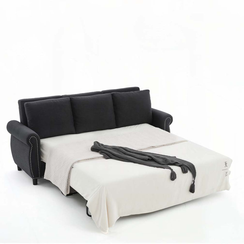 81.5" 3 Seater Sleeper Sofa Bed, Pull Out Couch with Mattress, Dark Grey