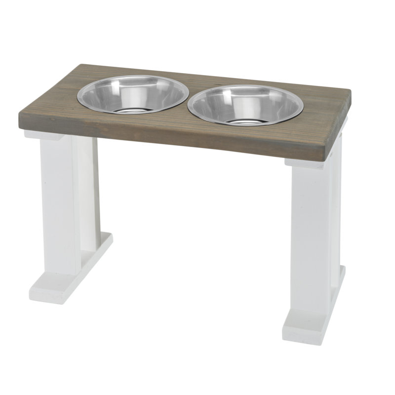 Elevated Feeder, White/Gray, Large (16")