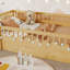 Structure de lit double Montessori avec rails hauts, lits en bois pour enfants avec éclairage et tablette de rangement-189015876-189015879