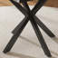 Table de salle à manger rétractable extensible ronde avec base en acier au carbone - Placage de bois massif, 42 po à 58 po-1948593472-1948593473