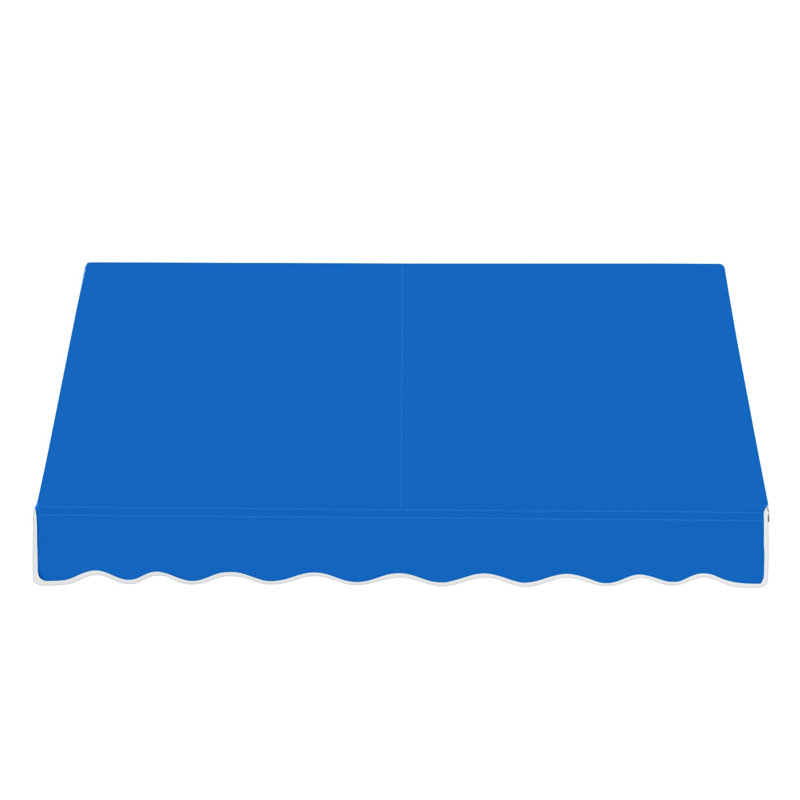 Auvent fixe en tissu acrylique rétro Awntech Dallas, H 24 po x l 76,5 po x P 42 po, Bleu vif