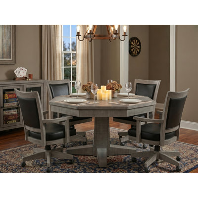 Eric 53'' 8 - Player Mahogany Reversible Poker Table with Chairs