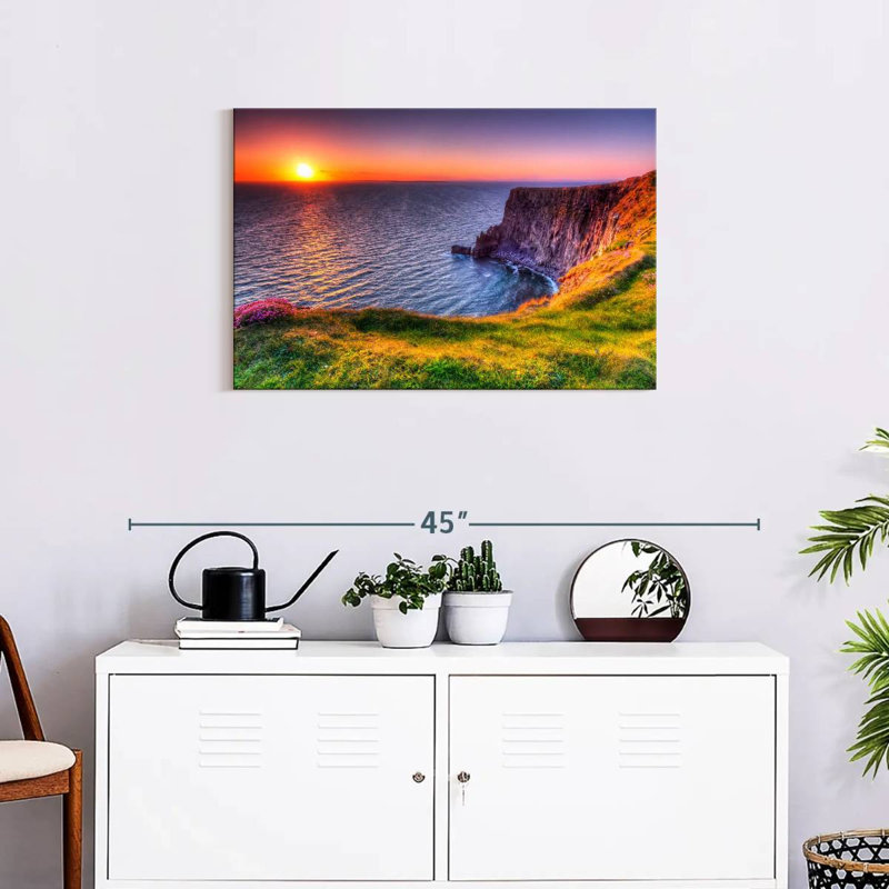 Ravi, coucher de soleil sur les falaises, H 20 po x l 30 po