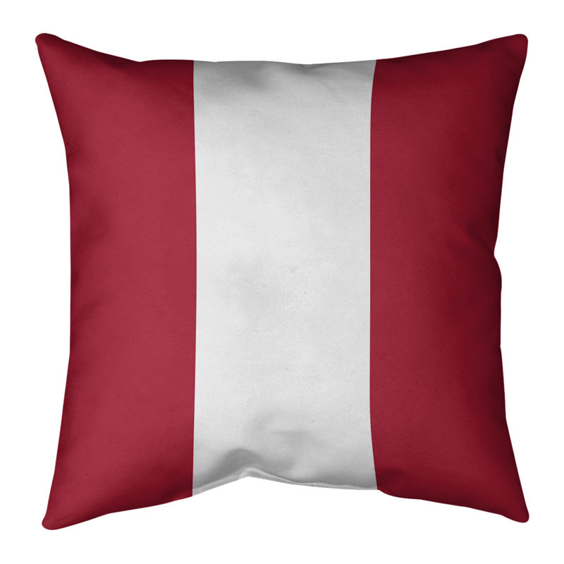  Throw Pillow Cover, 14" x 14", Red/White, Spun Polyester