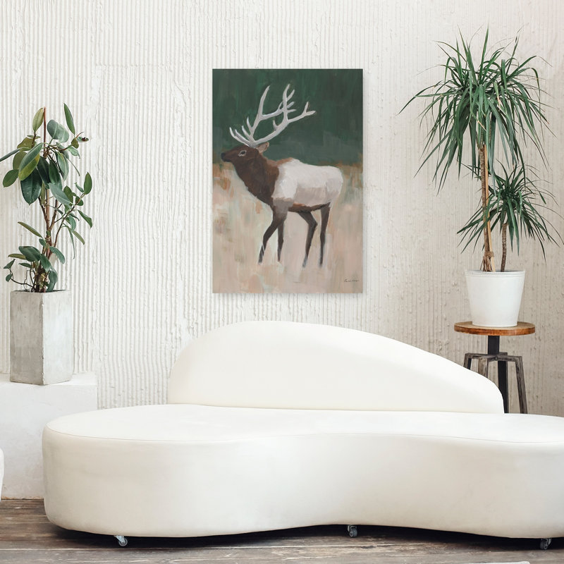 Elk Country, art animalier abstrait contemporain, H 36 po x l 24 po