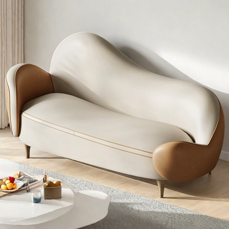 Fauteuil inclinable léger en similicuir de luxe, Orienté à gauche (vu de face), Orange/beige