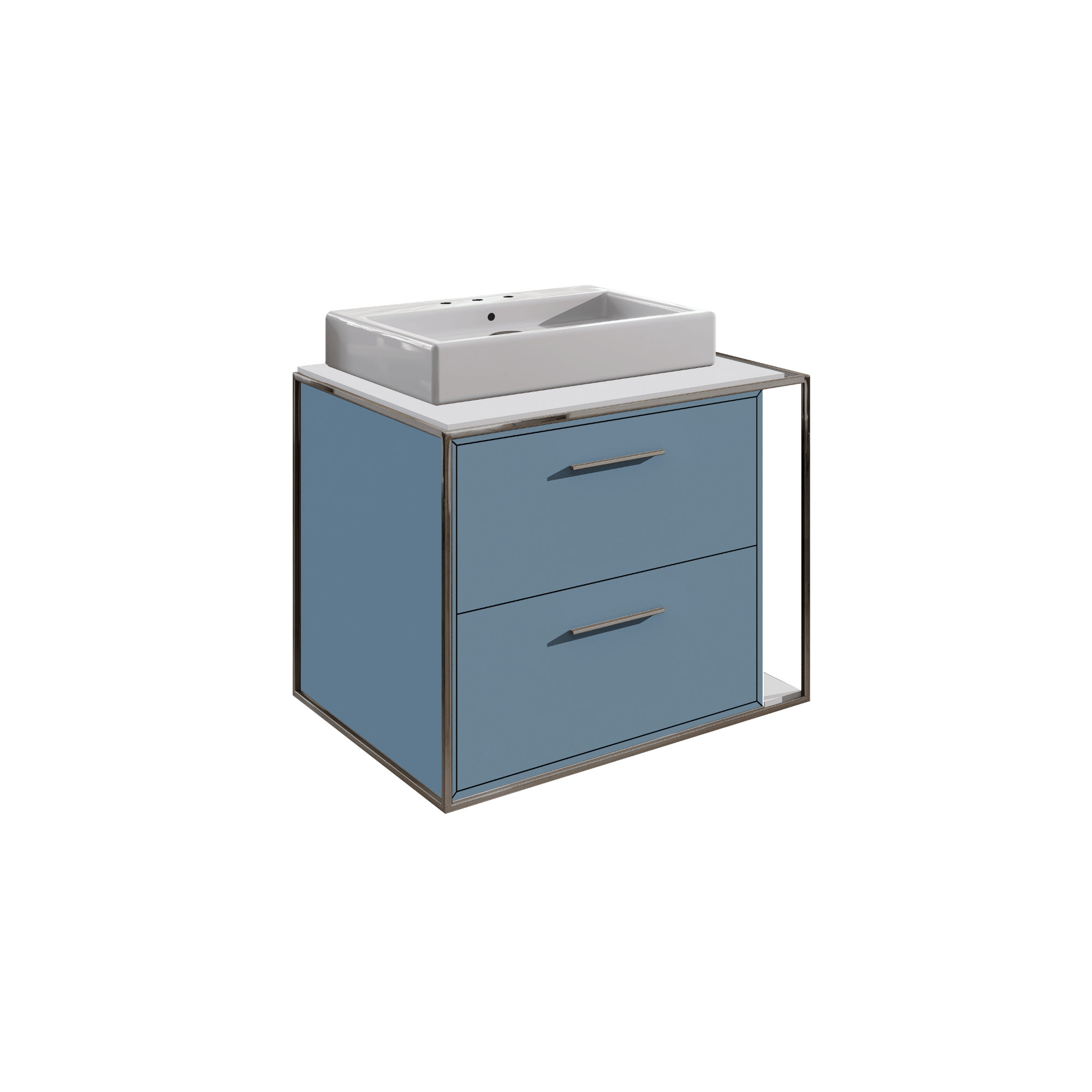 Linea 24'' Single Bathroom Vanity, Polished Stainless Steel, 8" Widespread, Azure